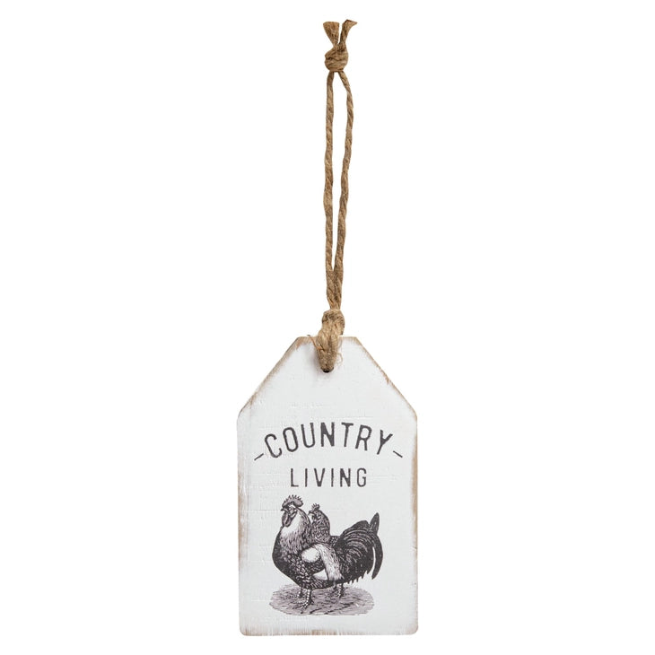 Country Living Chicken Wood Tag