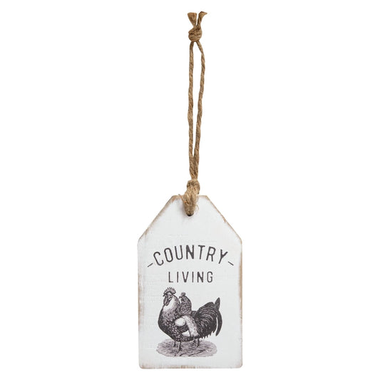 Country Living Chicken Wood Tag