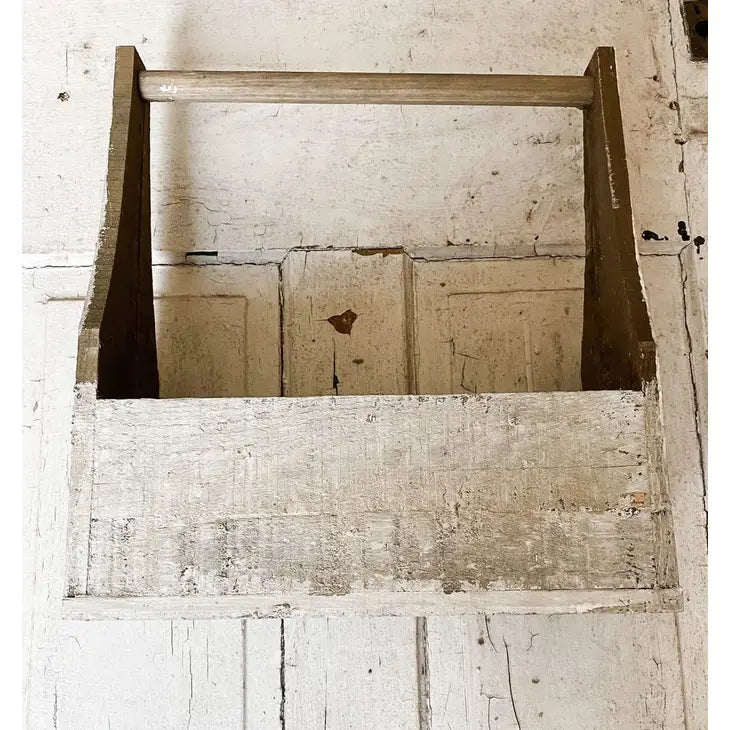 Wood Tool Box, Antique White