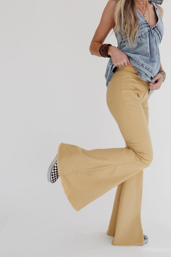 Gcds Flare Trousers in Yellow | Lyst UK