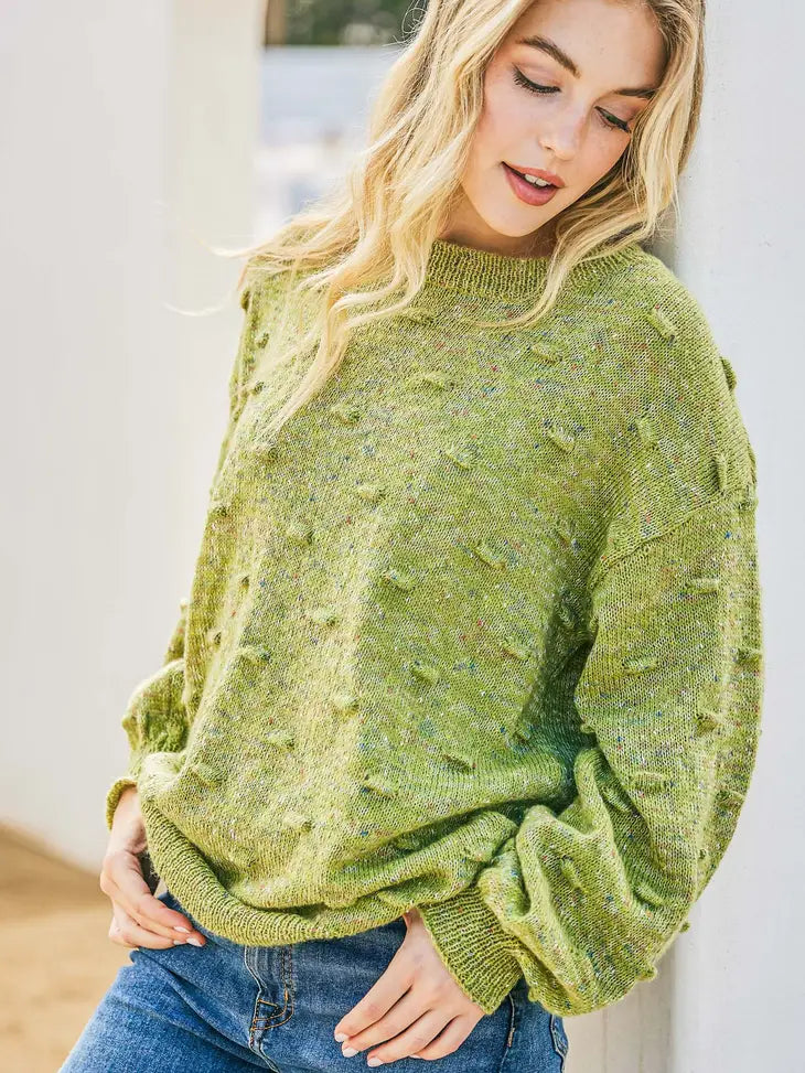 Polka Dot Textured Multi Color Pullover Sweater