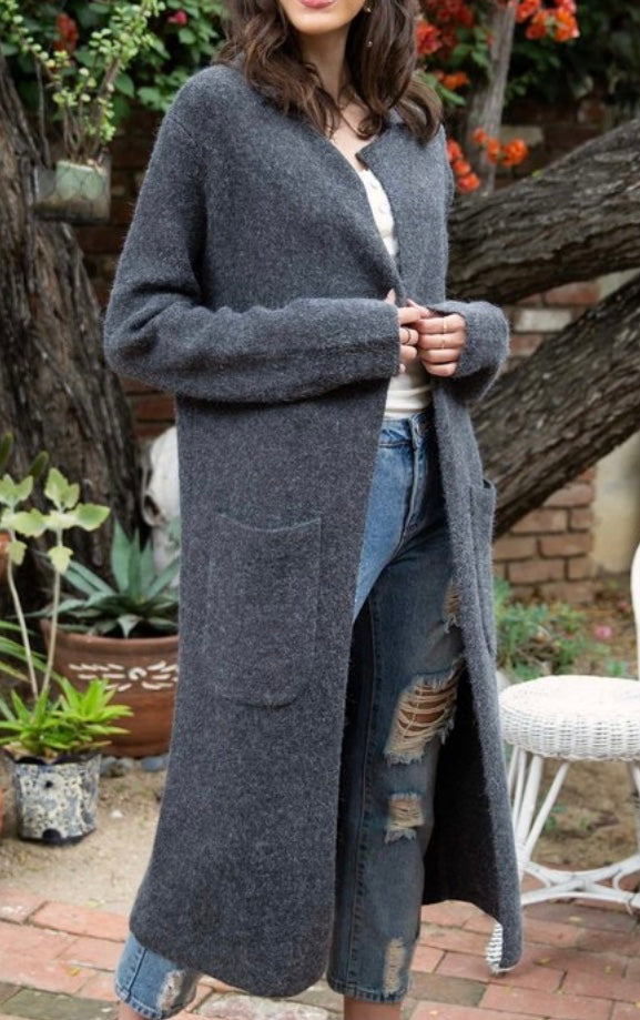 Charcoal Long Sweater Duster