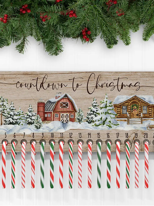 Countdown To Christmas Farmhouse Rustic Candy Cane Sign