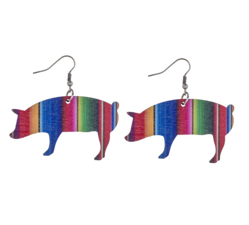 Pig serape earrings