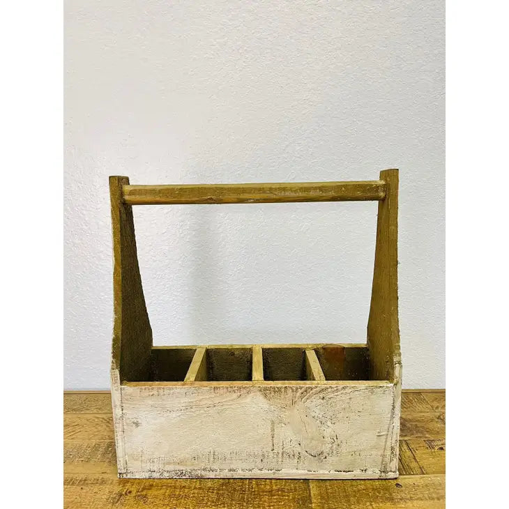 Wood Tool Box, Antique White