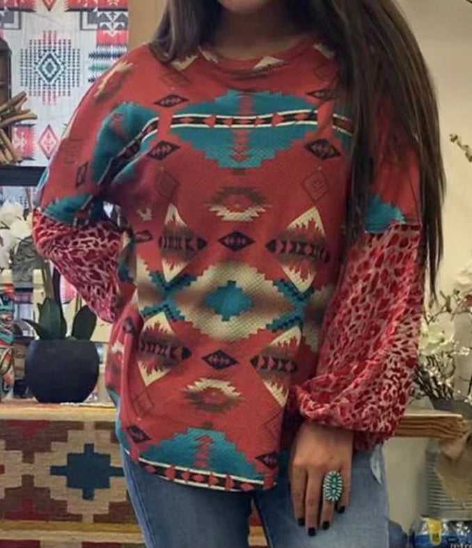 Burgundy Aztec Shirt