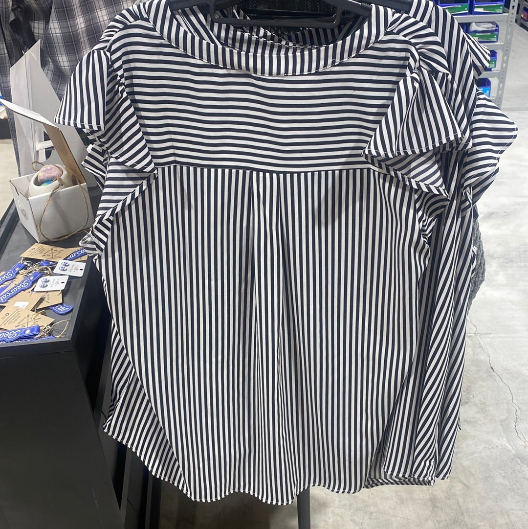 Black & White Striped Plus Size Shirt