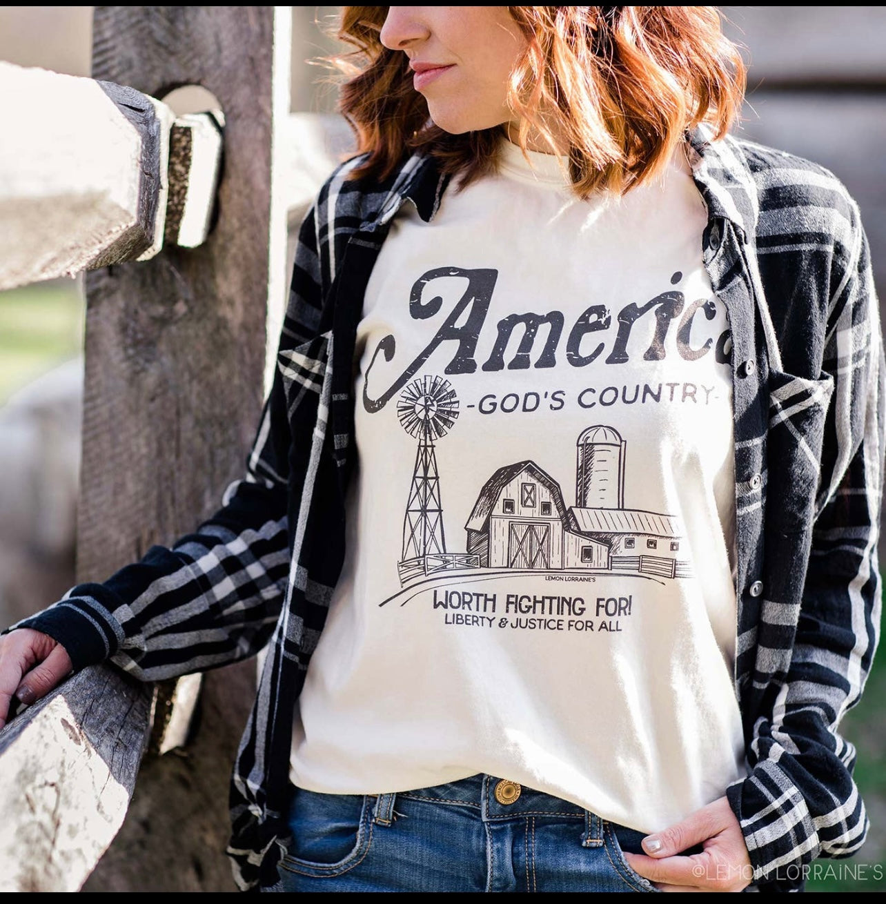 America God's Country Ivory Tee