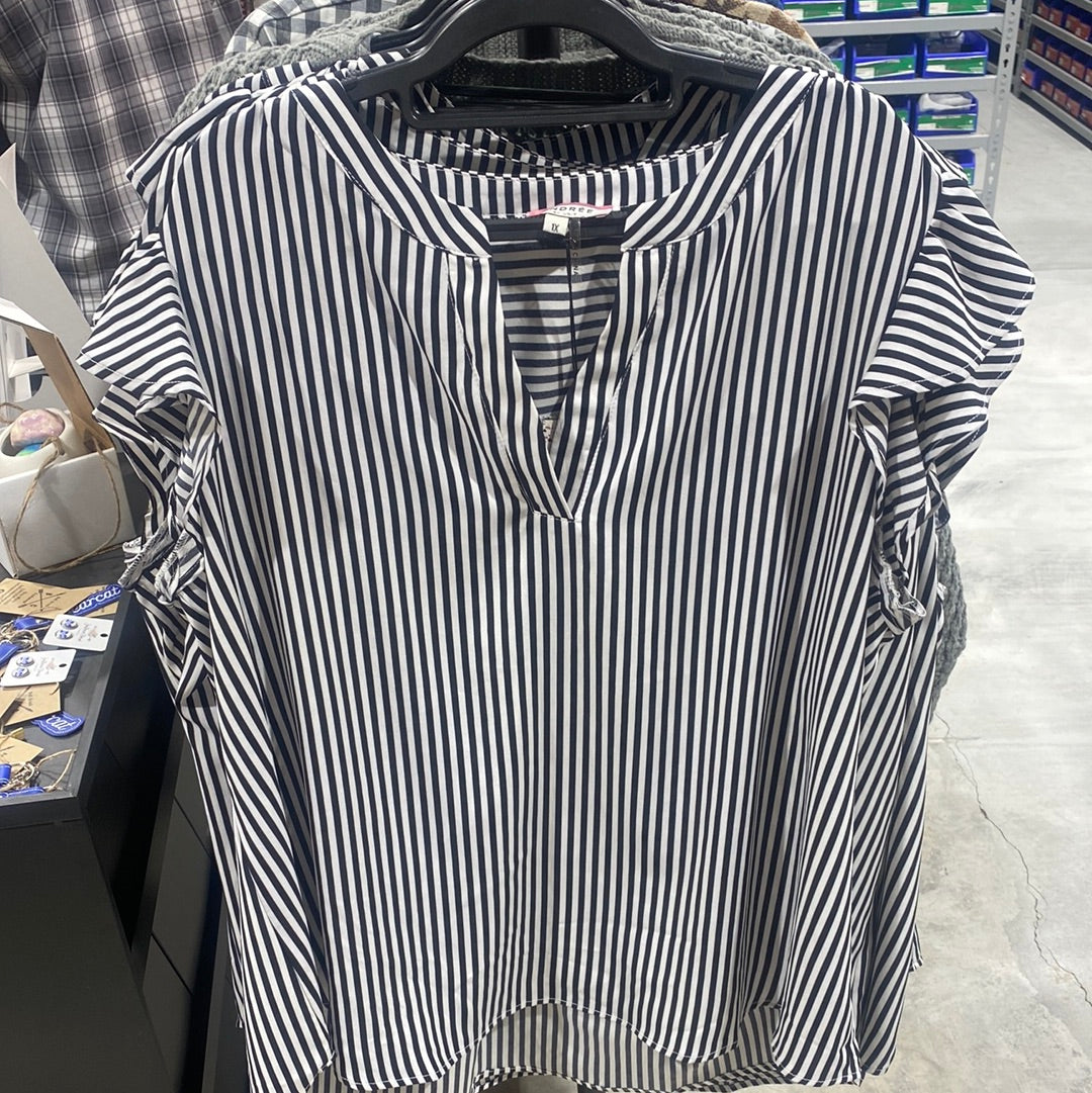 Black & White Striped Plus Size Shirt